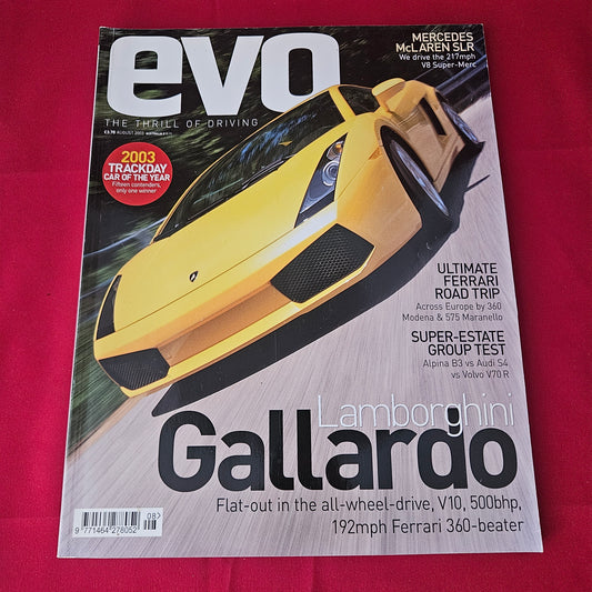 evo Magazine August 2003 (1420) Lamborghini Gallardo Mercedes McLaren SLR Ferrari 360 Modena 575 Maranello