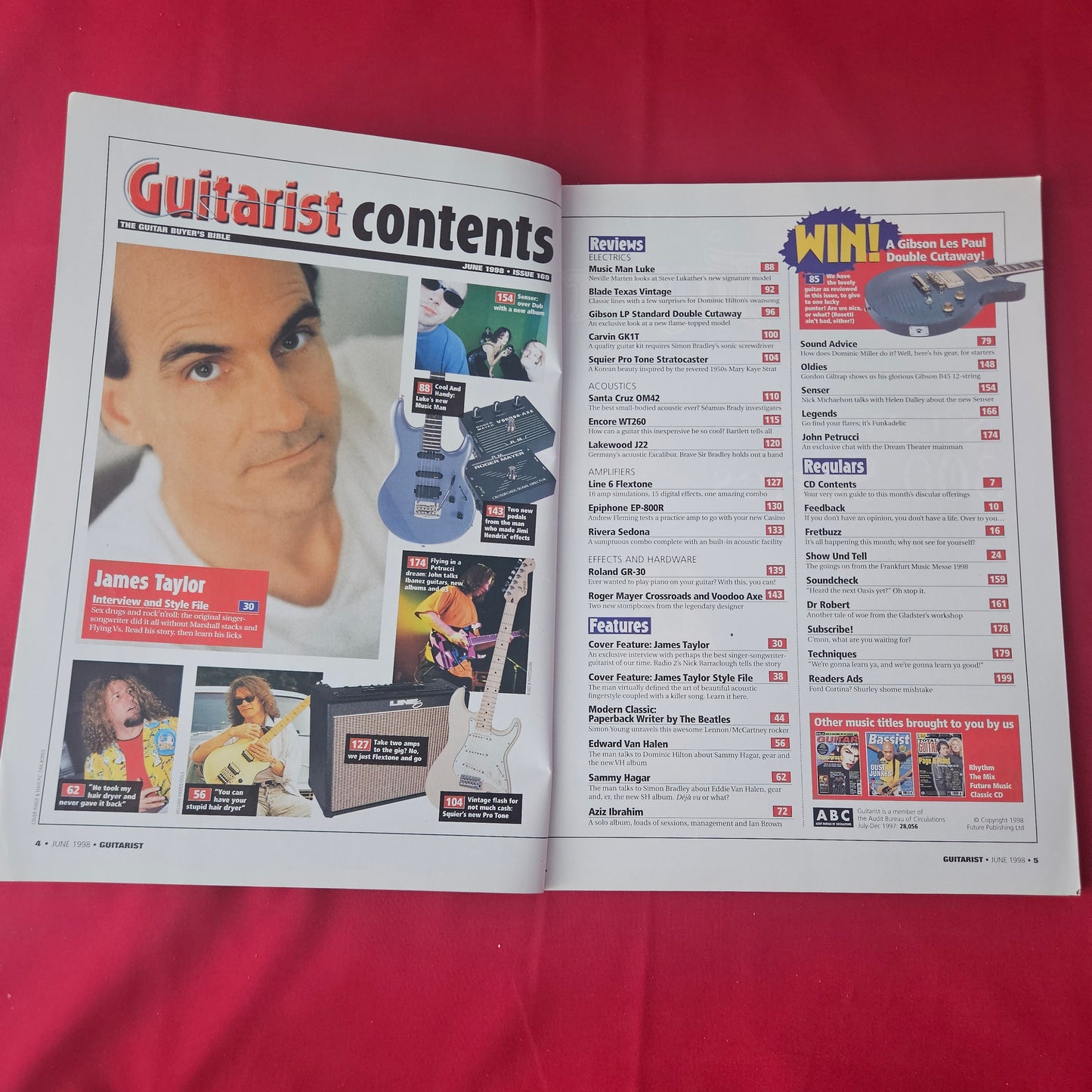 Guitarist Magazine June 1998 (1422) James Taylor Eddie Van Halen John Petrucci Sammy Hagar Richie Sambora