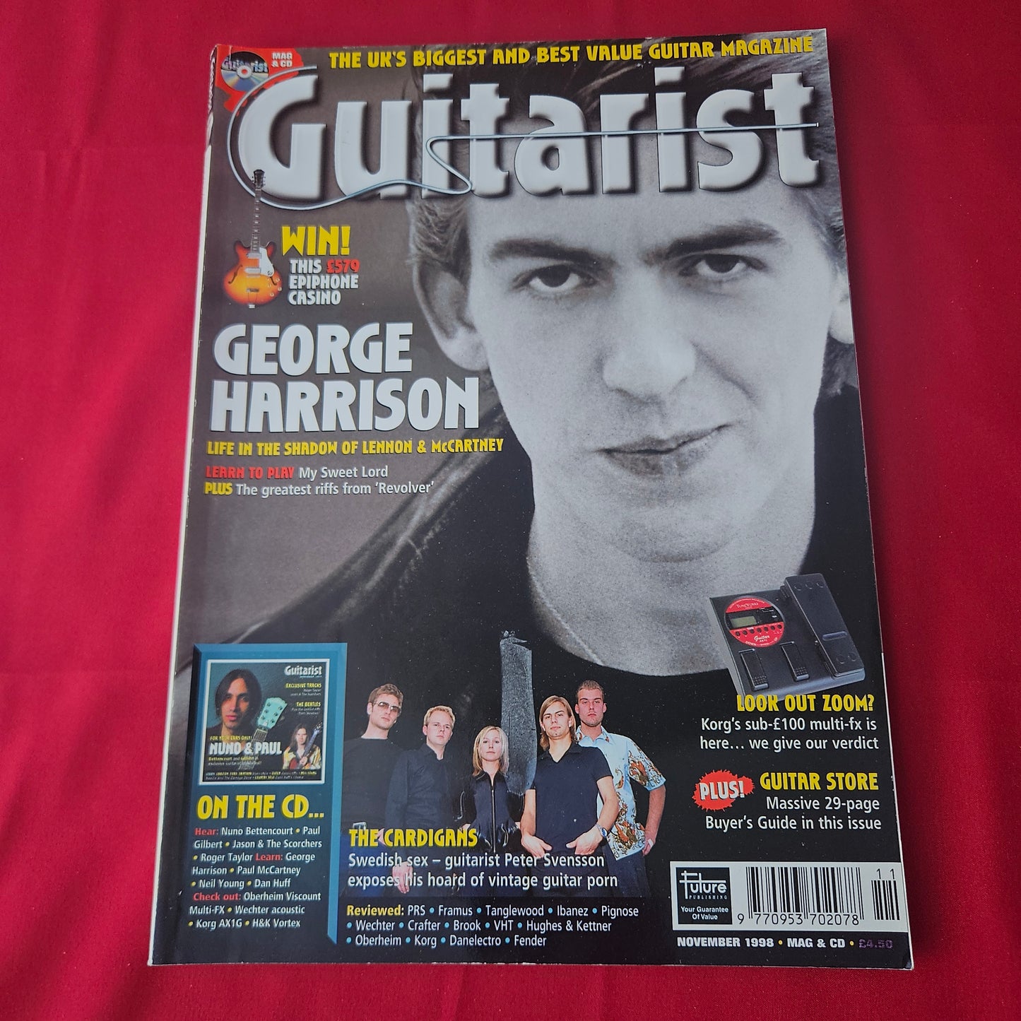 Guitarist Magazine November 1998 (1422) George Harrison Neil Young Brian May The Cardigans Paul Gilbert