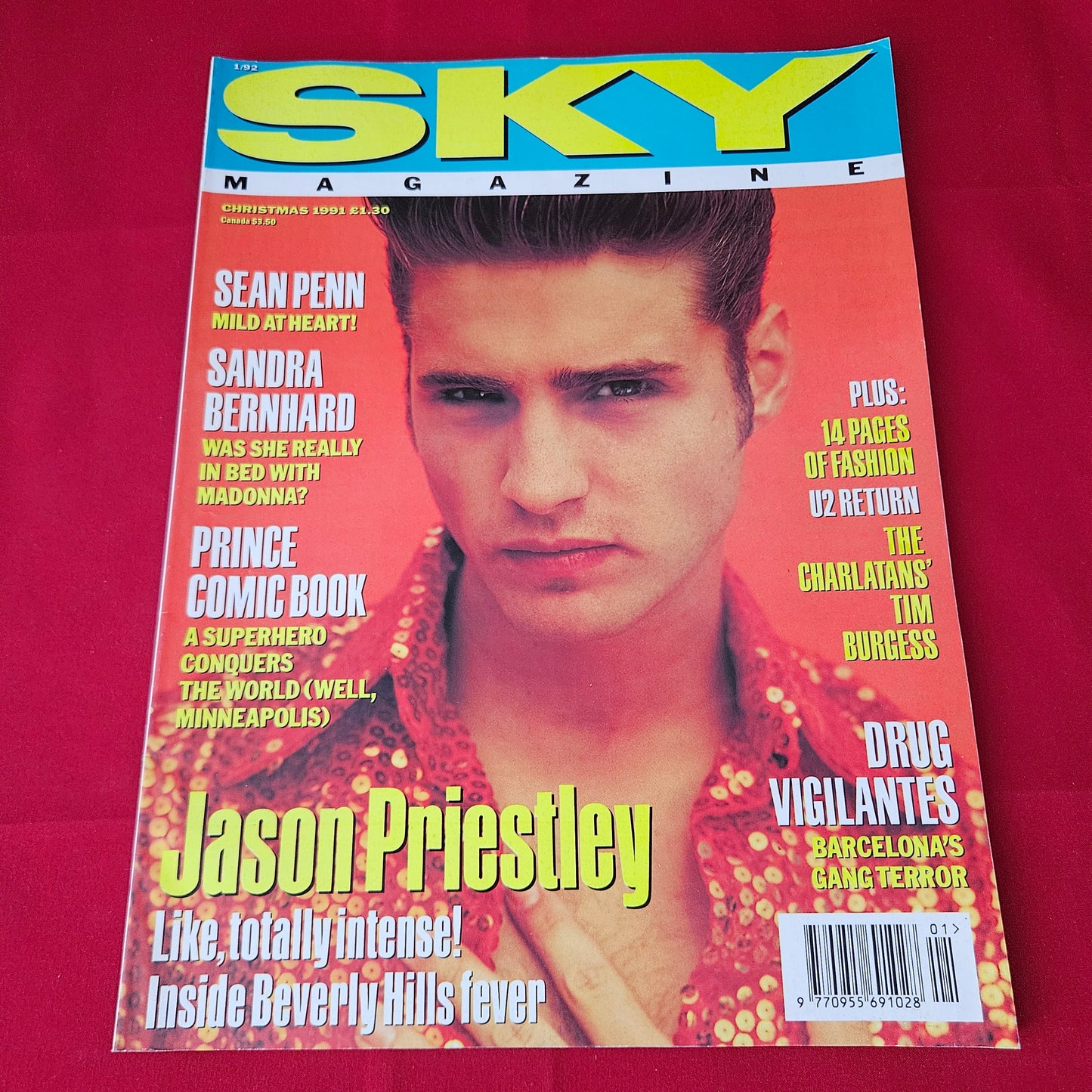 Sky Magazine Christmas 1991 (1428) Jason Priestley Sean Penn U2 Tim Burgess