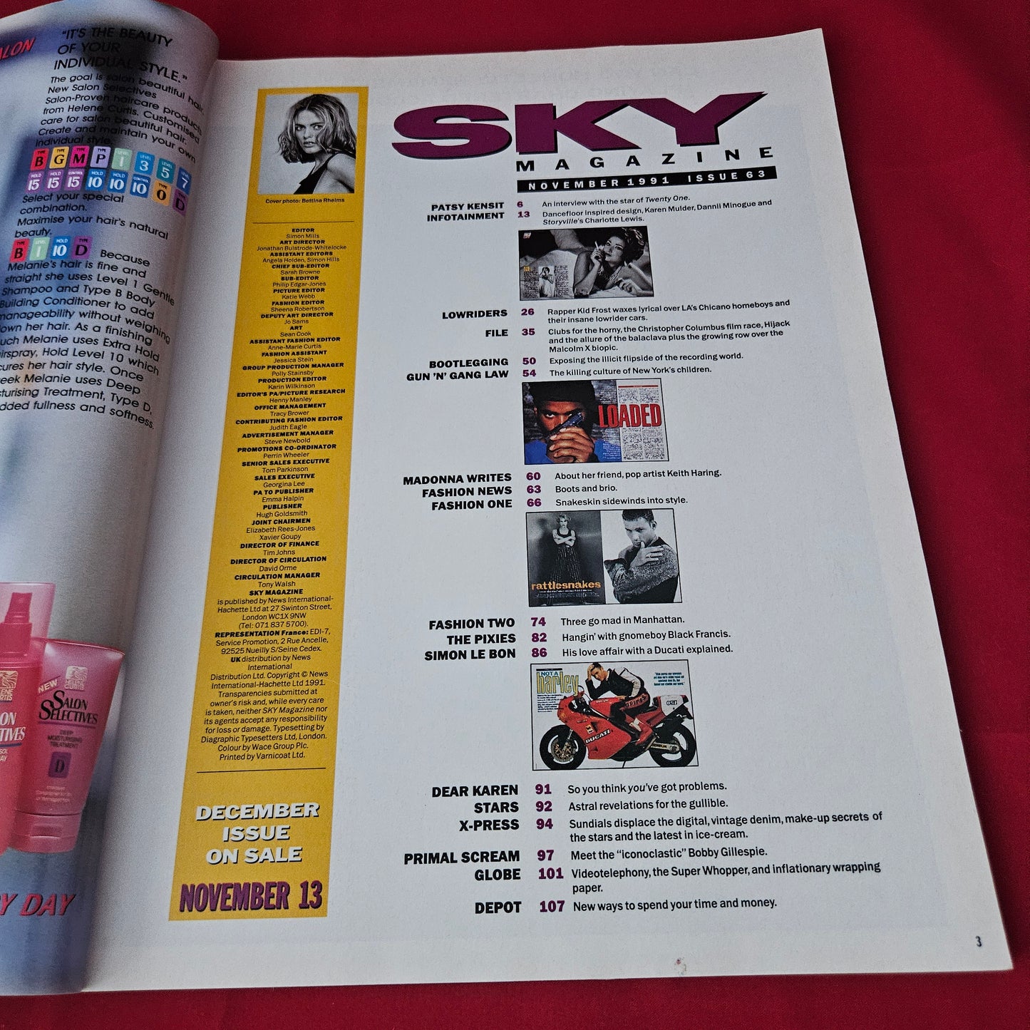 Sky Magazine November 1991 (1428) Patsy Kensit Madonna Pixies Primal Scream