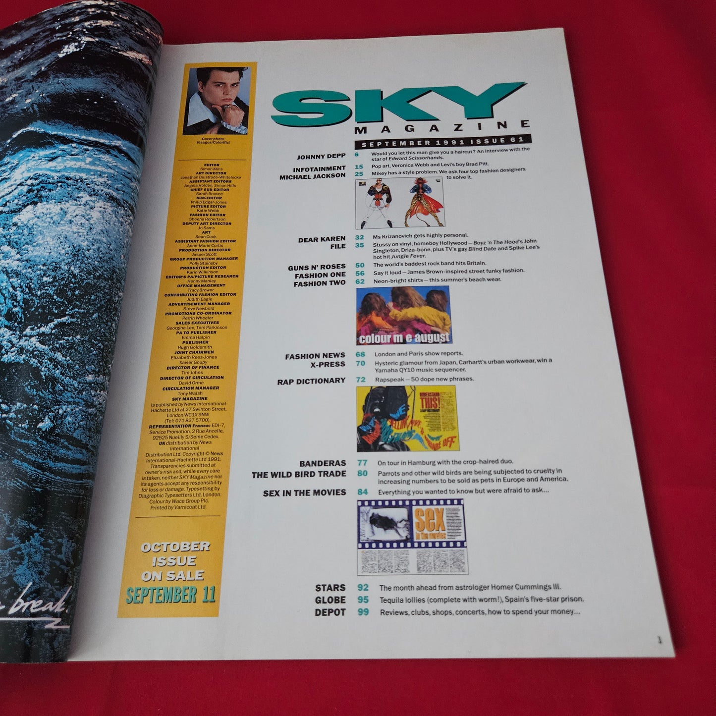 Sky Magazine September 1991 (1428) Johnny Depp Michael Jackson Guns N Roses Brad Pitt