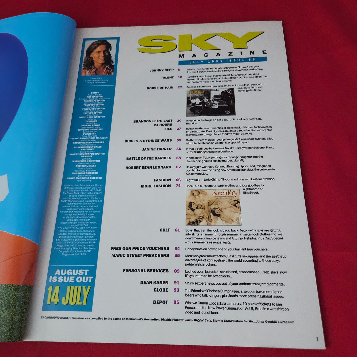 Sky Magazine July 1993 (1428) Johnny Depp Brandon Lee Janine Turner Manic Street Preachers