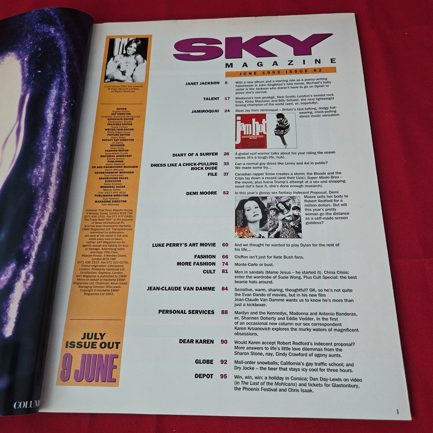 Sky Magazine June 1993 (1428) Janet Jackson Demi Moore Luke Perry Jean-Claude Van Damme