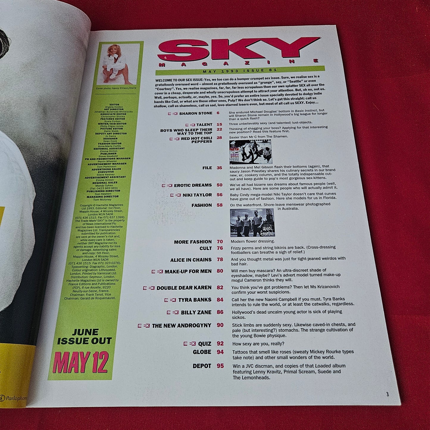 Sky Magazine May 1993 (1428) Sharon Stone Red Hot Chili Peppers Tyra Banks Alice In Chains