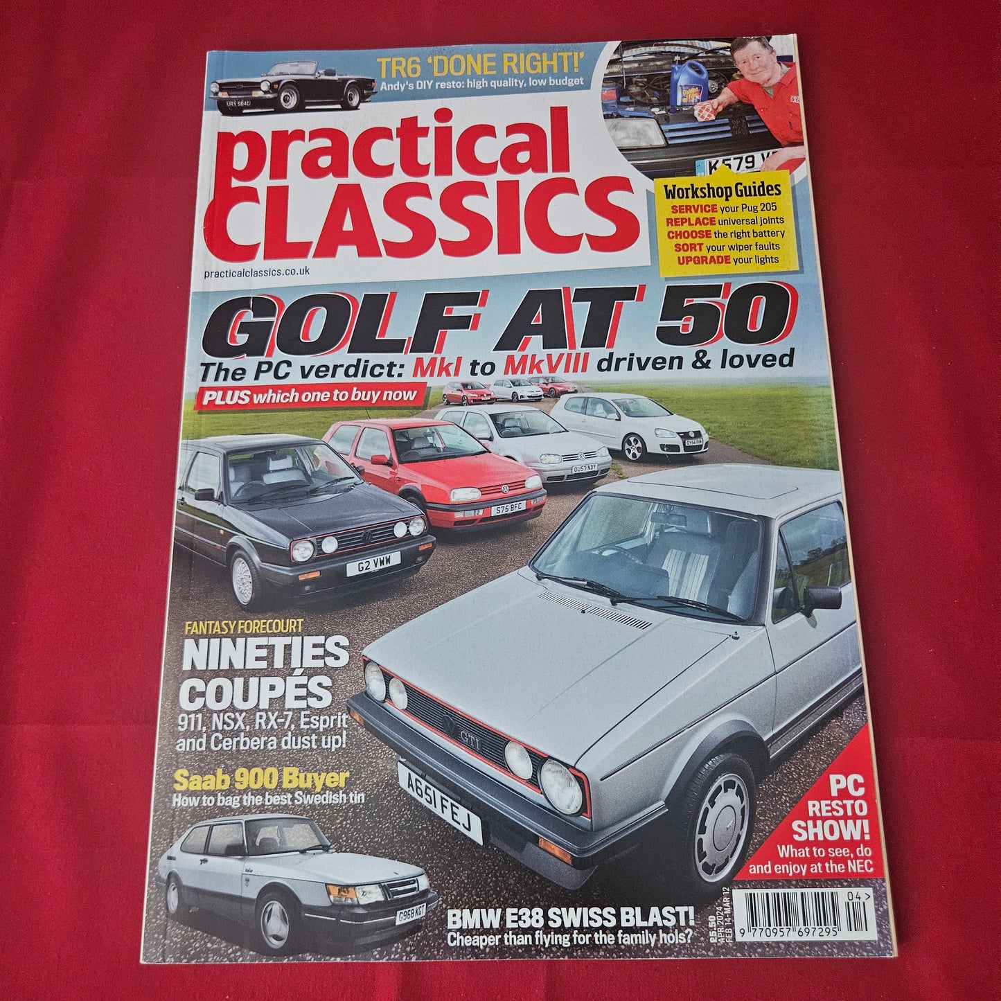 Practical Classics Magazine April 2024 (1432) VW Golf GTI Saab 900 Triumph TR6 Porsche 911