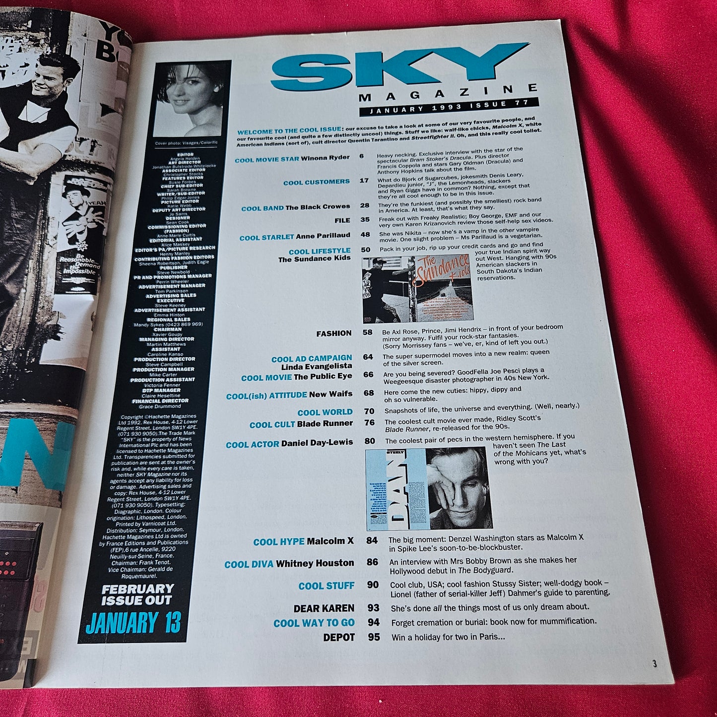 Sky Magazine 1/93 January 1993 Winona Ryder Bjork Daniel Day-Lewis (1443)