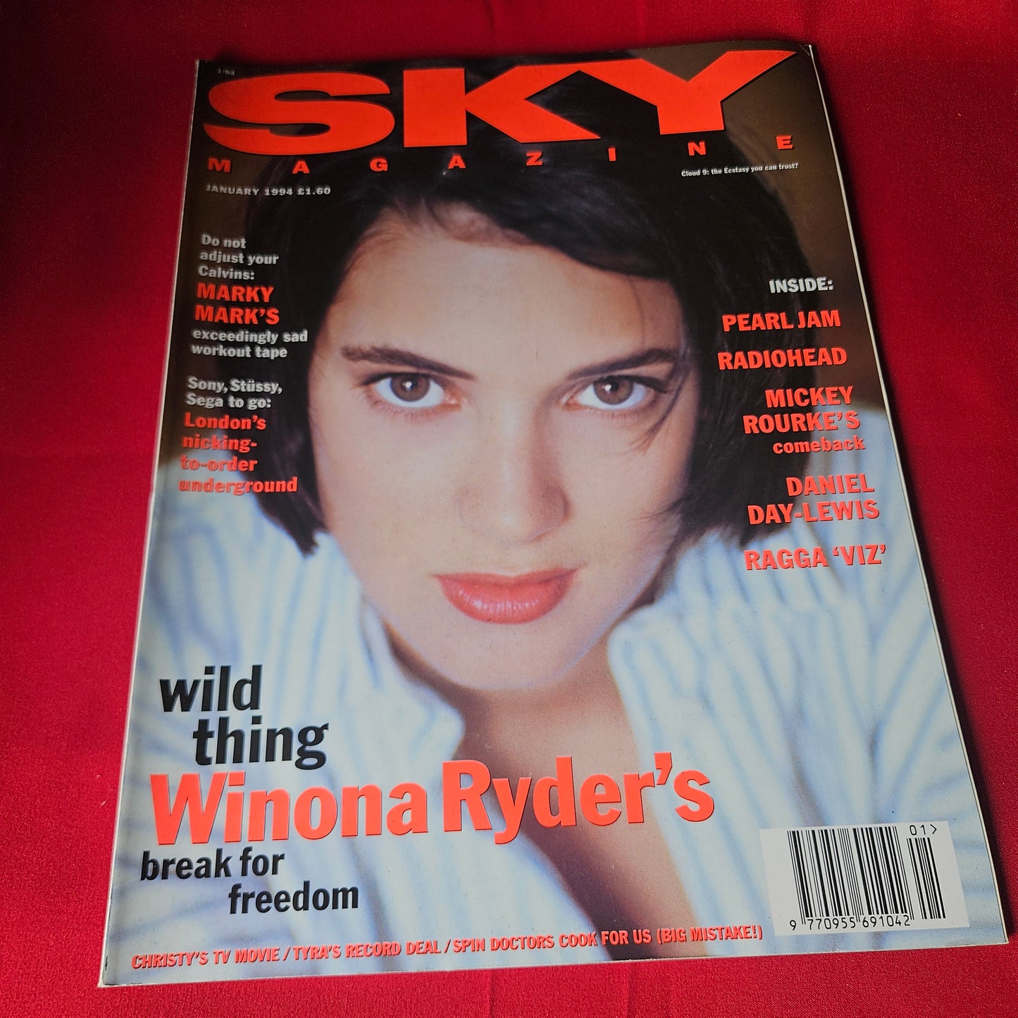 Sky Magazine January 1994 RARE Winona Ryder Mickey Rourke Daniel Day-Lewis SKU 1446
