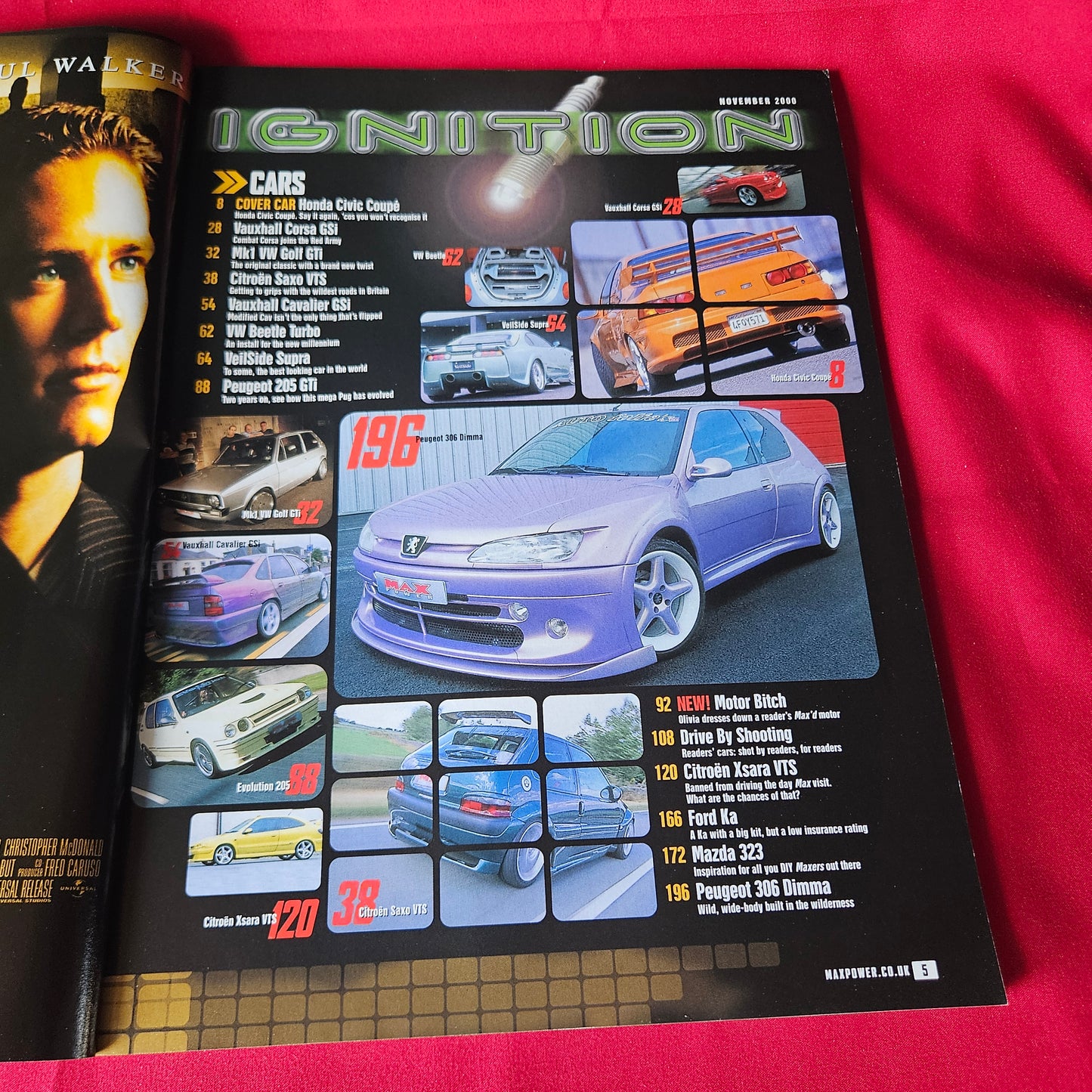 Max Power Magazine November 2000 RARE Honda Civic Peugeot 306 Saxo VTS SKU 1455