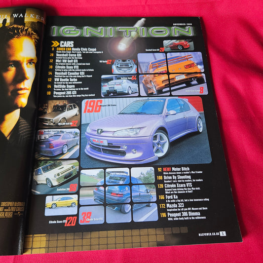Max Power Magazine November 2000 RARE Honda Civic Peugeot 306 Saxo VTS SKU 1455