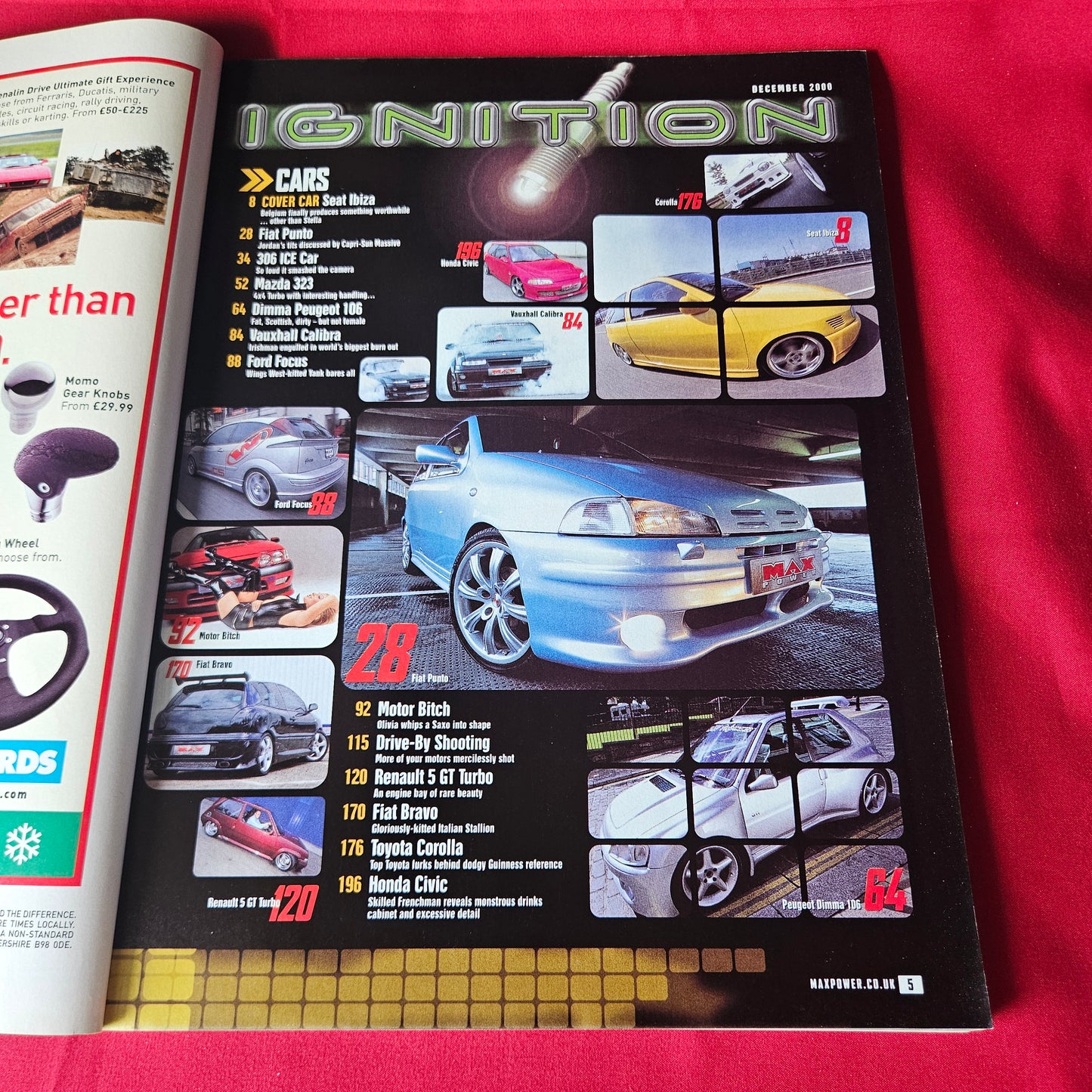 Max Power Magazine December 2000 RARE Seat Ibiza Fiat Punto Peugeot 106 SKU 1455