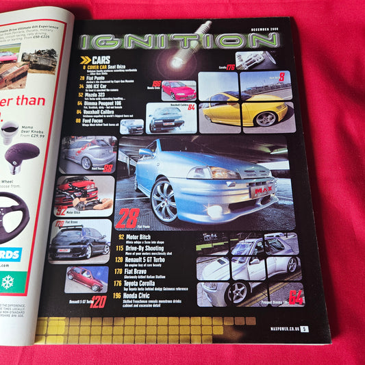 Max Power Magazine December 2000 RARE Seat Ibiza Fiat Punto Peugeot 106 SKU 1455