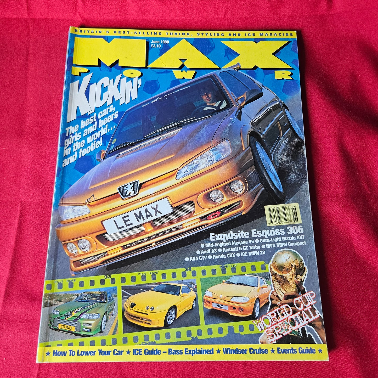 Max Power Magazine June 1998 RARE Peugeot 306 Mazda RX7 Renault 5 SKU 1455