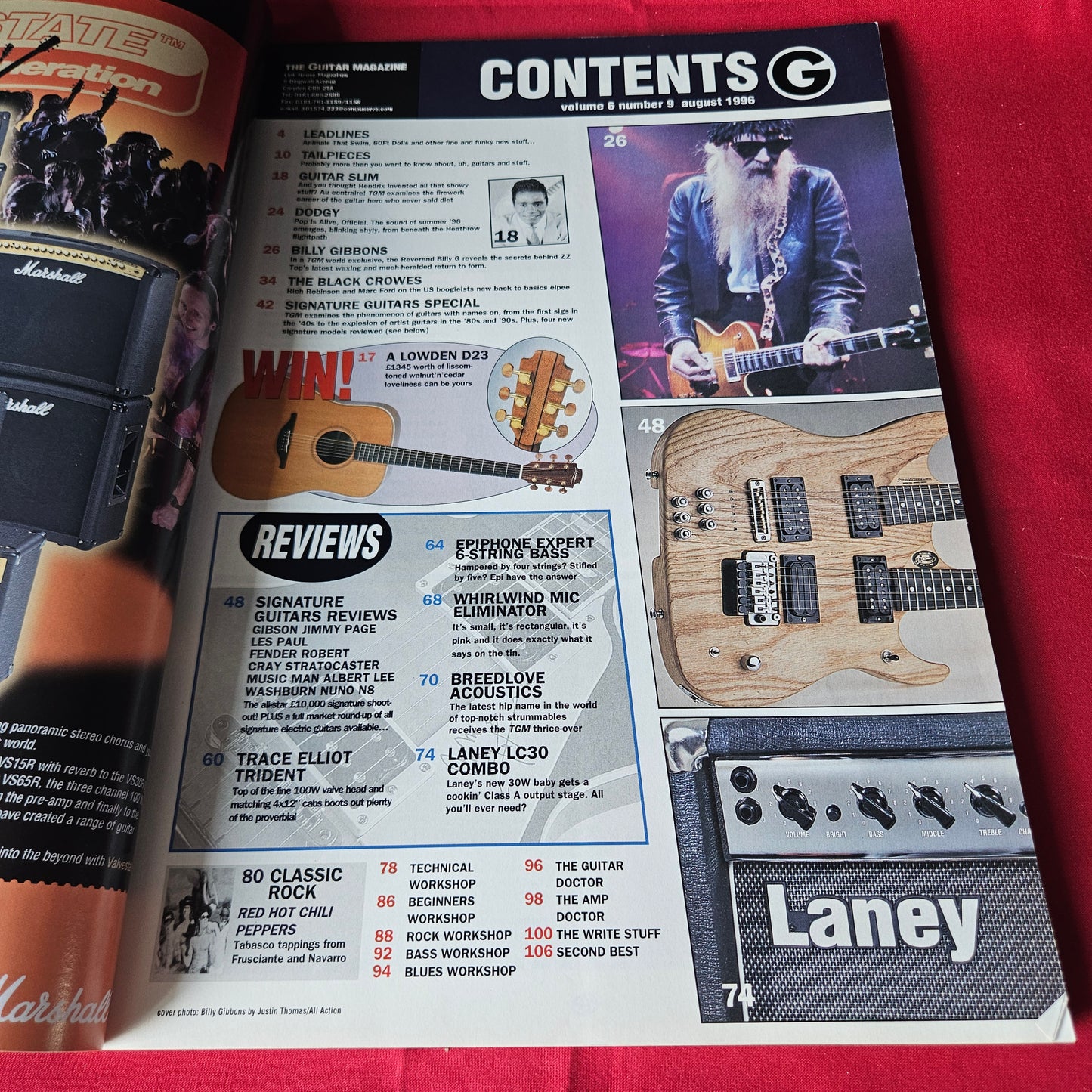 The Guitar Magazine August 1996 Rare ZZ Top Billy Gibbons Black Crowes SKU 1457