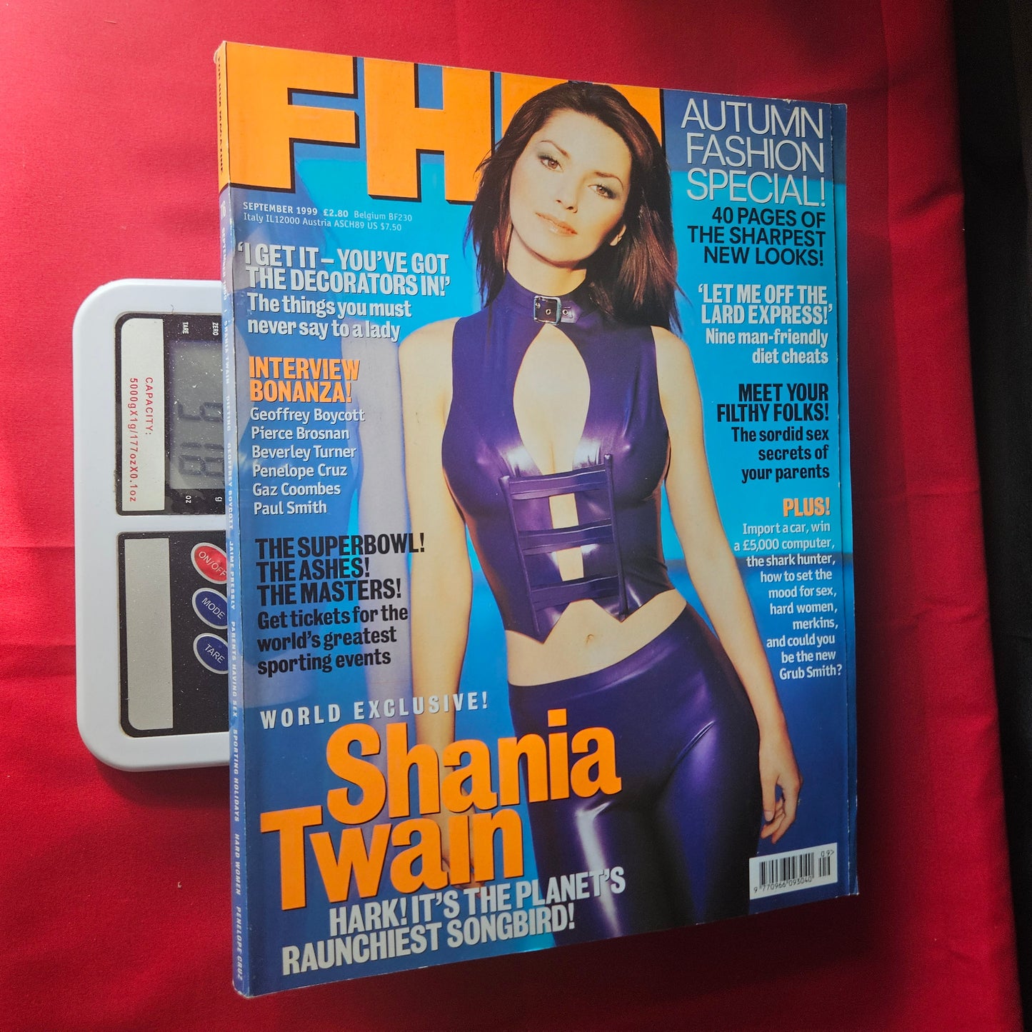 FHM Magazine September 1999 Issue 116 Shania Twain Penelope Cruz Jaime Pressly SKU 1458