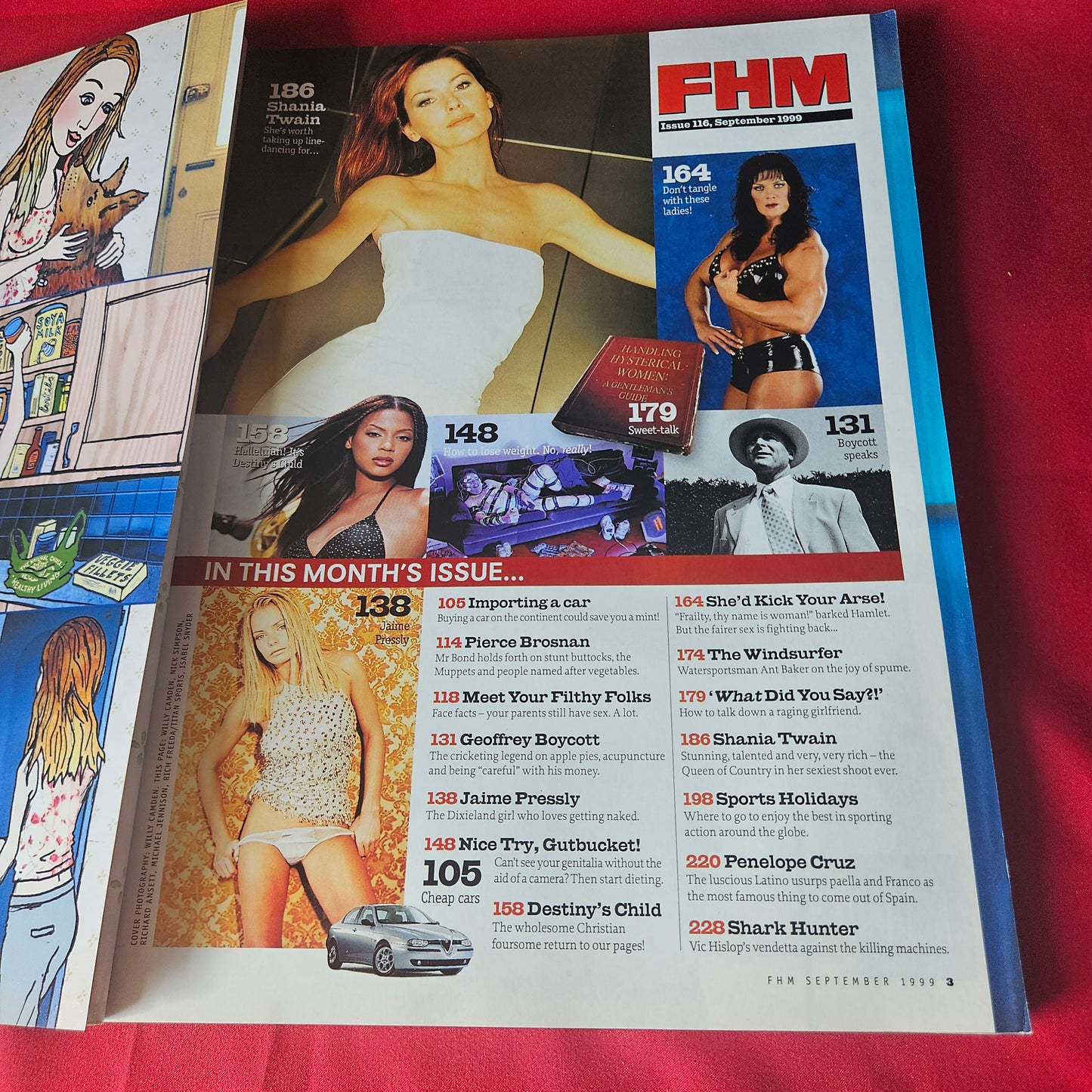 FHM Magazine September 1999 Issue 116 Shania Twain Penelope Cruz Jaime Pressly SKU 1458