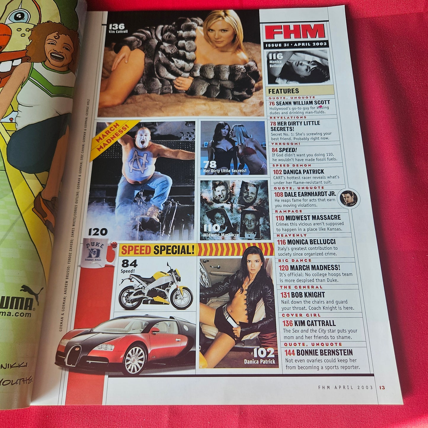 FHM Magazine April 2003 Rare Kim Cattrall Monica Bellucci Danica Patrick US Edition