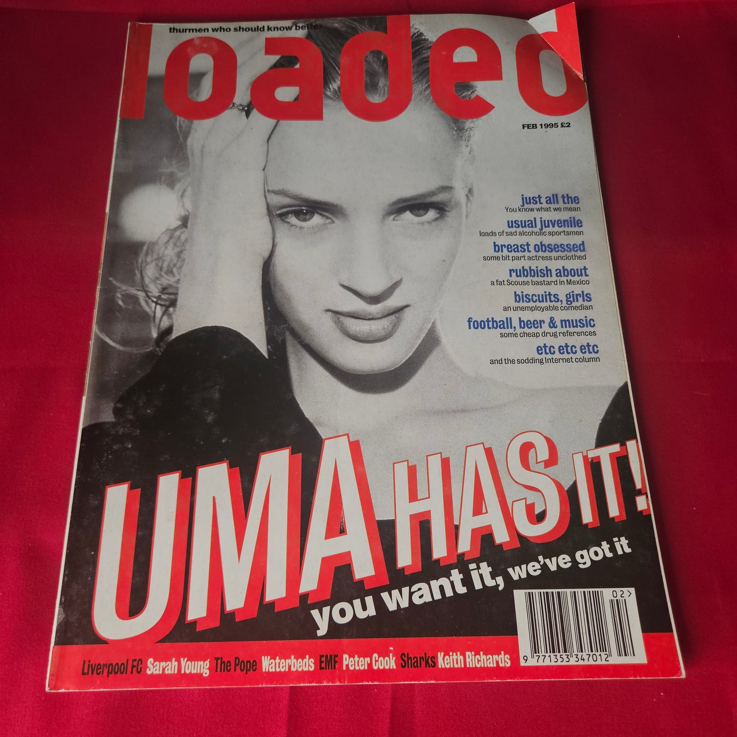 Loaded Magazine February 1995 Uma Thurman Milla Jovovich Robbie Fowler SKU 1462