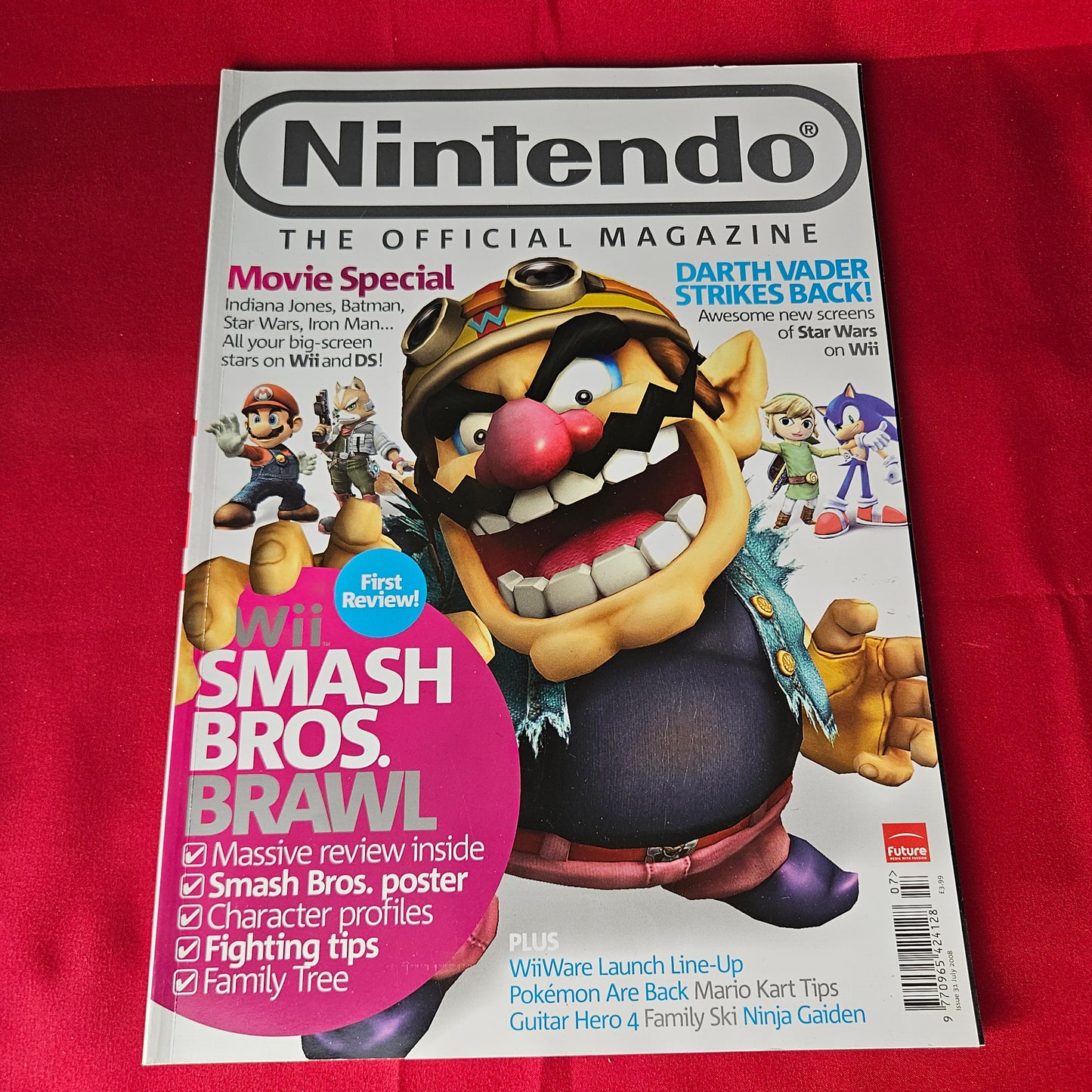 Official Nintendo Magazine July 2008 Smash Bros Brawl Wario Mario Sonic Link SKU 1467