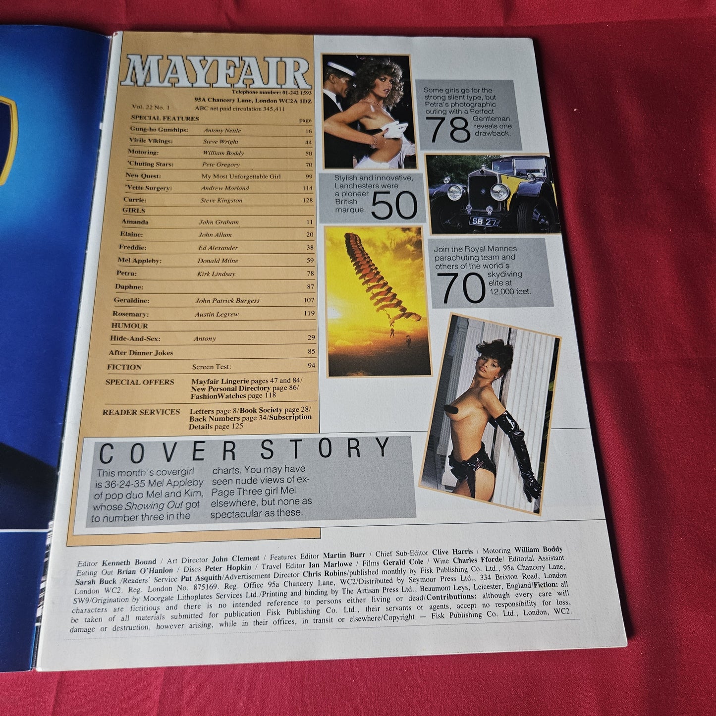 Mayfair Magazine January 1987 Vol 22 No 1 Mel Appleby Petra Amanda SKU 1469