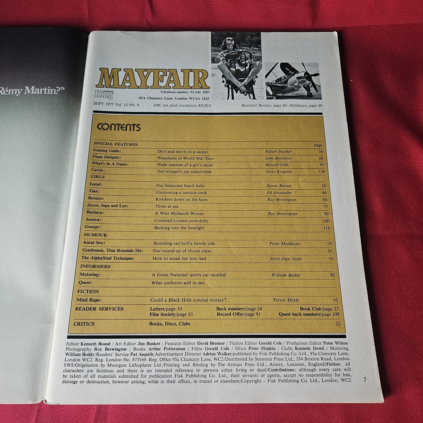 Mayfair Magazine September 1977 Vol 12 No 9 Isabel Bernice Tina Jessica SKU 1469