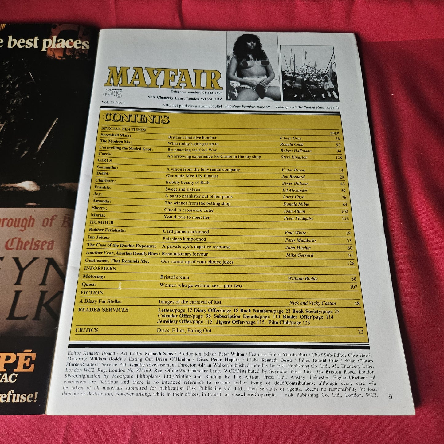 Mayfair Magazine January 1982 Vol 17 No 1 Debbi Charlotte Frankie SKU 1469
