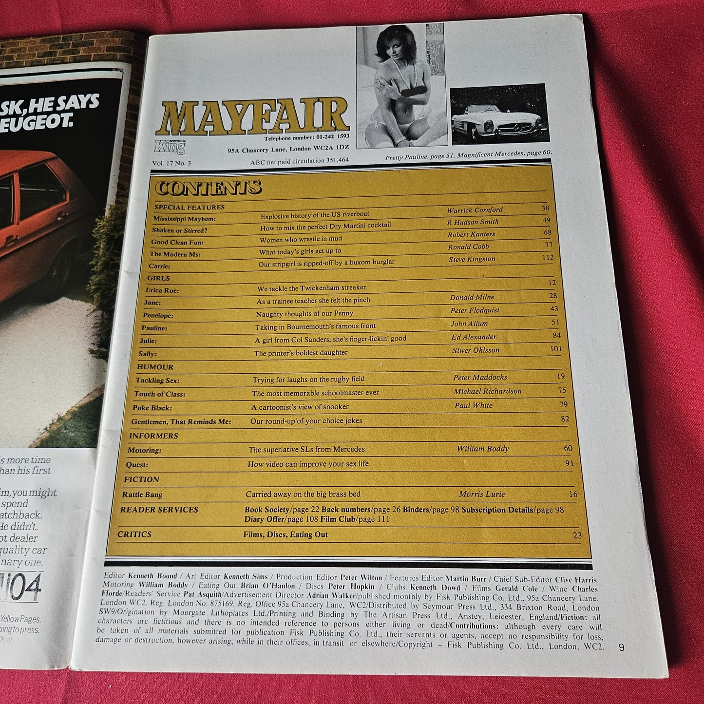 Mayfair Magazine March 1982 Vol 17 No 3 Erica Roe Pauline Jane Penelope SKU 1469