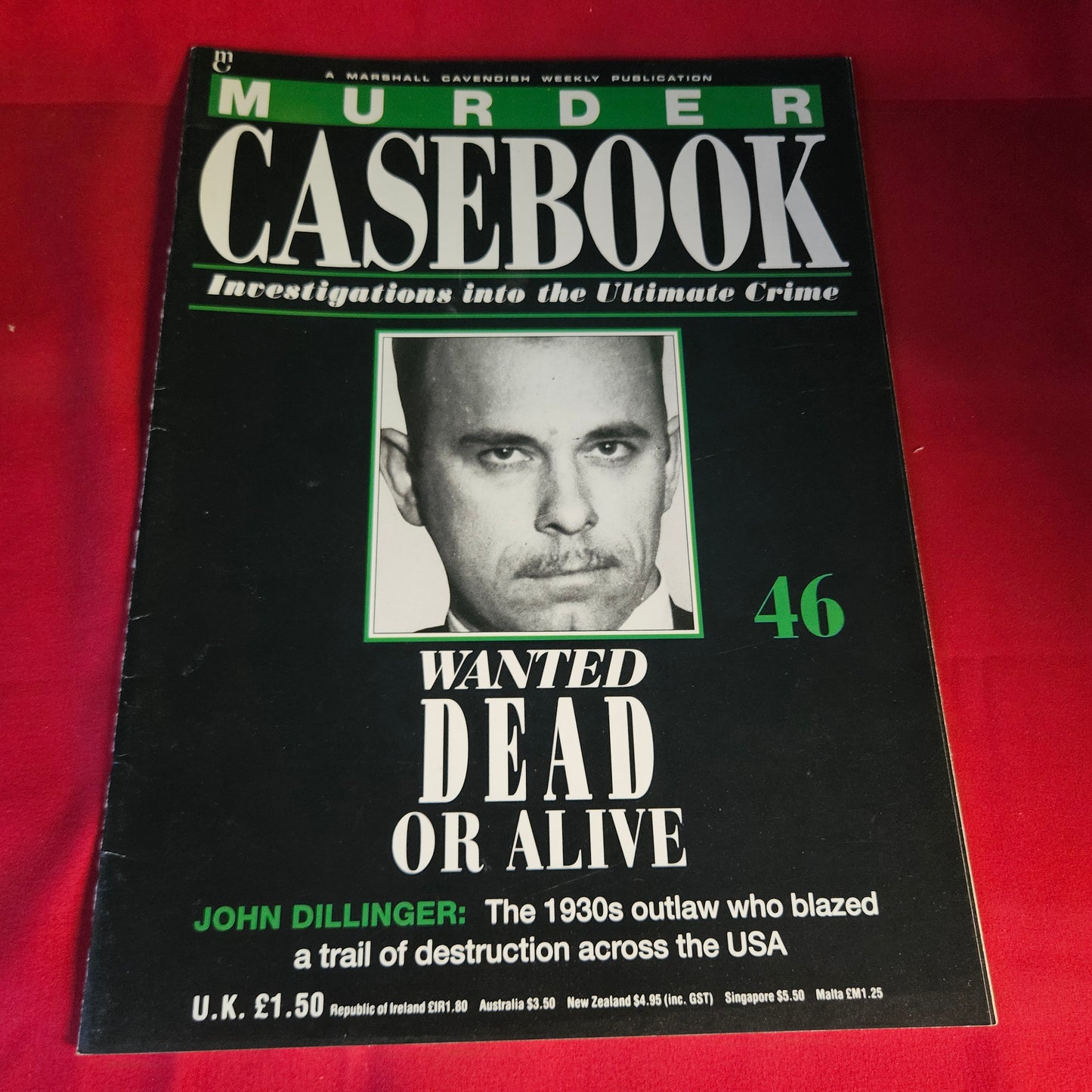 Murder Casebook Magazine 46 John Dillinger Wanted Dead or Alive 1990 SKU 1478