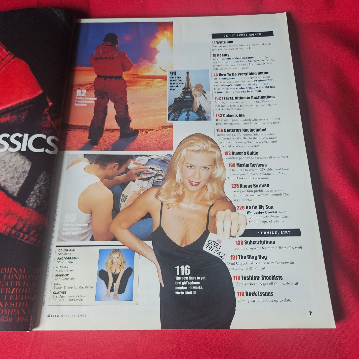 Maxim Magazine October 1998 Donna Air Natasha Henstridge Kimberley Cowell SKU 1479