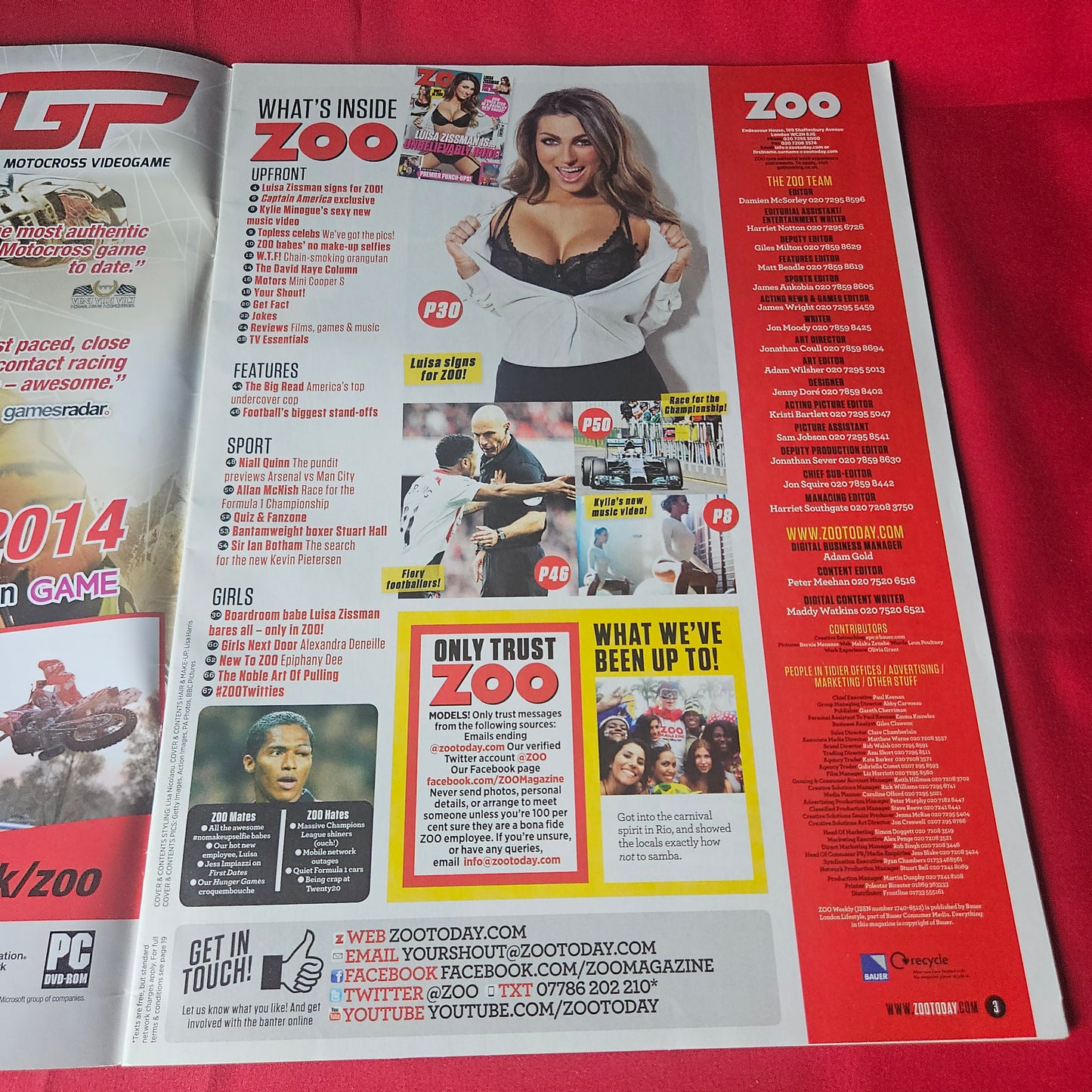 Zoo Magazine 29 March-3 April 2014 POSTER Luisa Zissman Glamour Model Issue SKU 1481