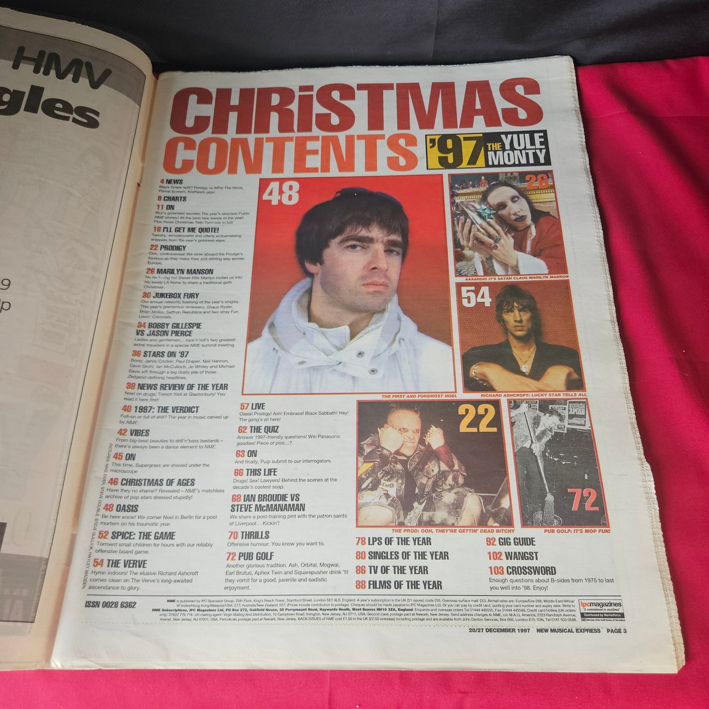 NME Magazine 20/27 December 1997 Oasis Liam Noel Gallagher The Verve Prodigy NP003
