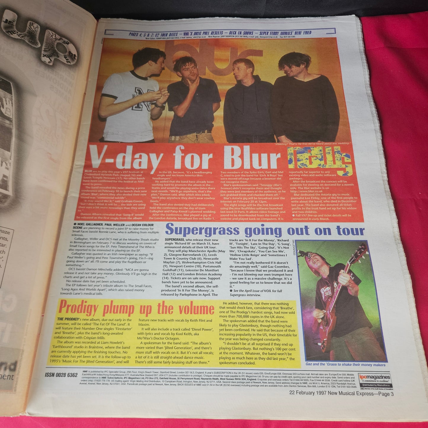 NME Magazine 22 February 1997 Space Blur Prodigy Supergrass Longpigs NP003