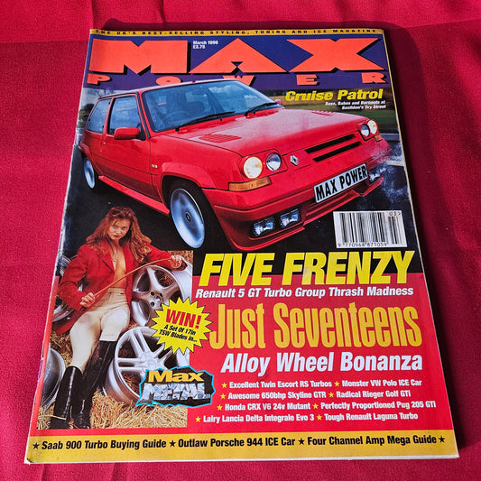 Max Power Magazine March 1996 Renault 5 GT Turbo Skyline GTR Golf GTI SKU 1486
