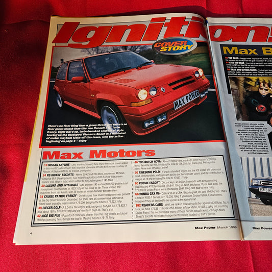 Max Power Magazine March 1996 Renault 5 GT Turbo Skyline GTR Golf GTI SKU 1486