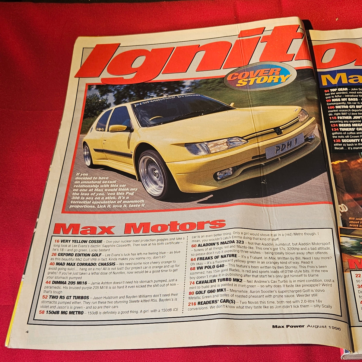 Max Power Magazine August 1996 Peugeot 306 Dimma Ford Cosworth Tuning Cars (1500)