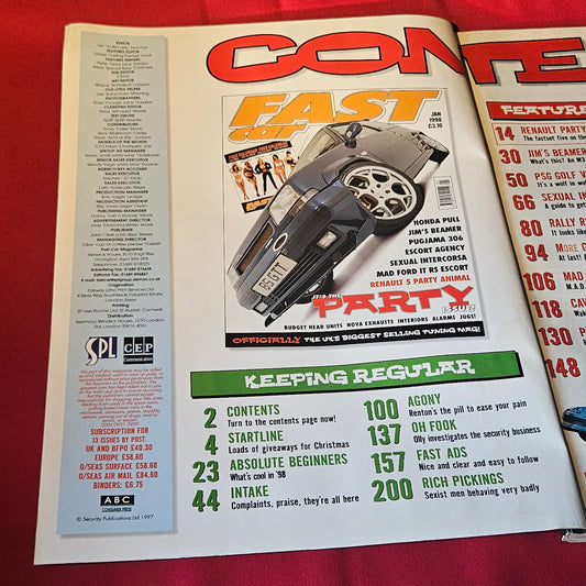 Fast Car Magazine January 1998 Renault 5 Golf VR6 BMW Peugeot 306 Escort (1503)
