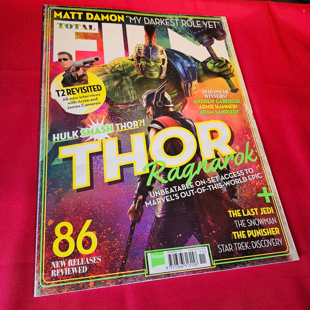 Total Film Magazine November 2017 Thor Ragnarok Hulk Matt Damon T2 SKU 1511