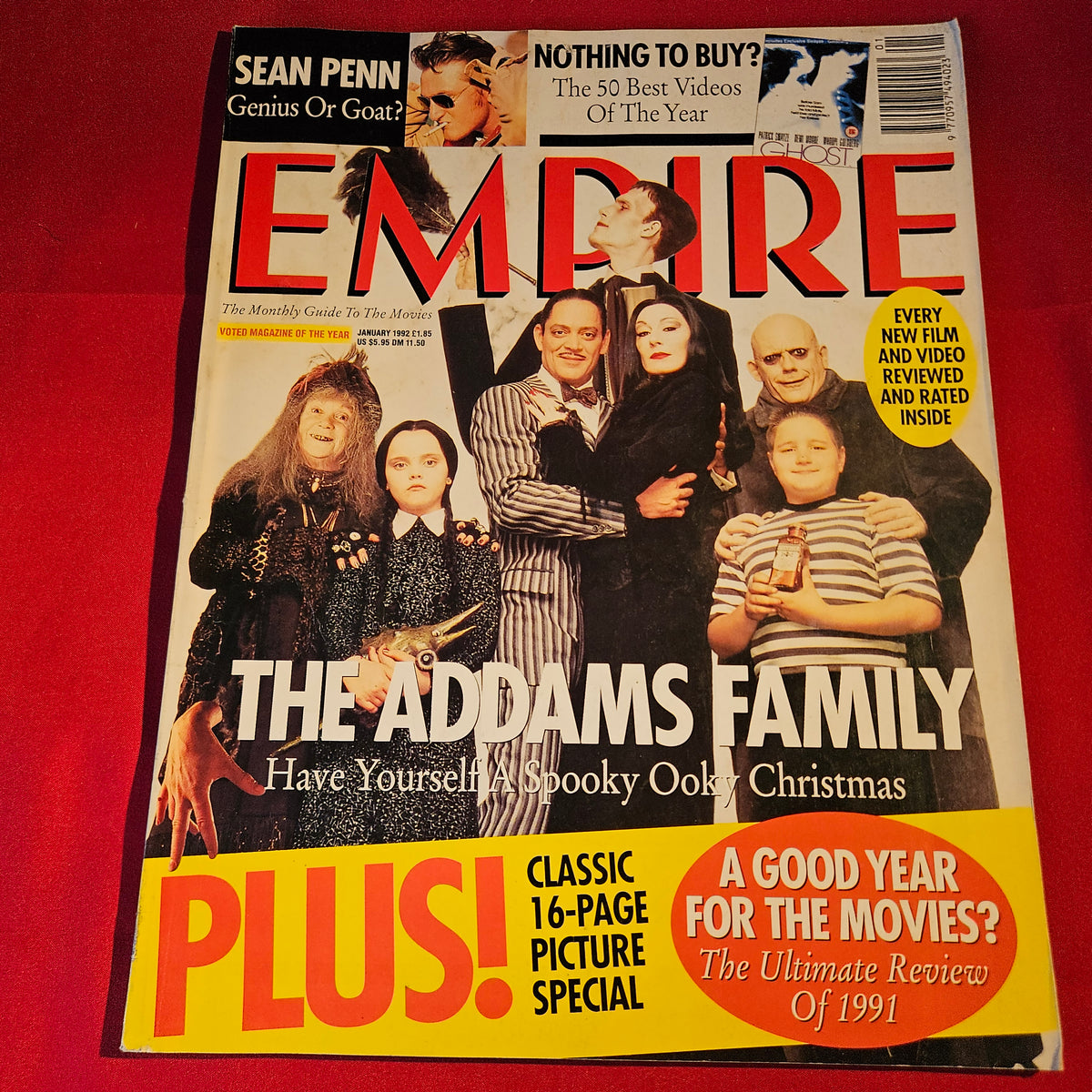 Empire Magazine January 1992 The Addams Family Sean Penn Movie Film Cinema SKU 1514
