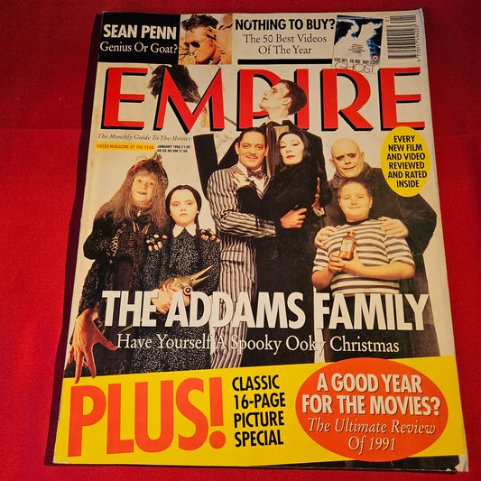 Empire Magazine January 1992 The Addams Family Sean Penn Movie Film Cinema SKU 1514