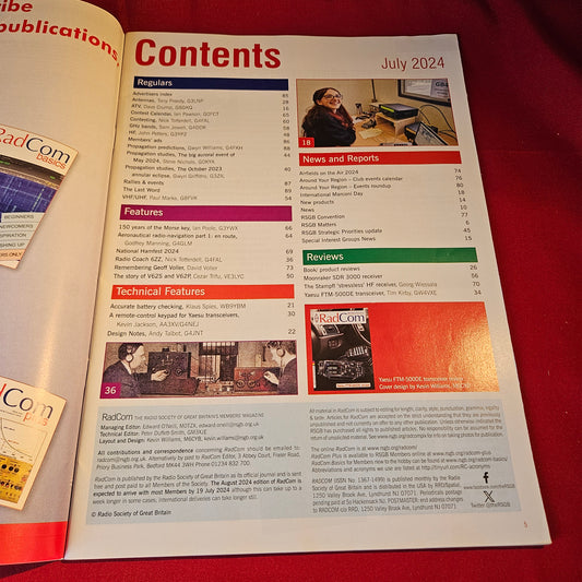 RadCom Magazine July 2024 RSGB Amateur Ham Radio Yaesu FTM-500DE SDR Morse HF VHF SKU 1515