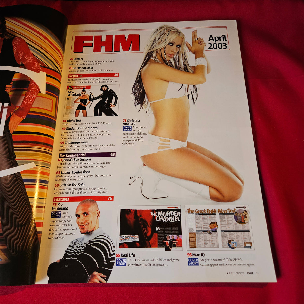 FHM Magazine April 2003 Jennifer Lopez Christina Aguilera Rio Ferdinand SKU 1517