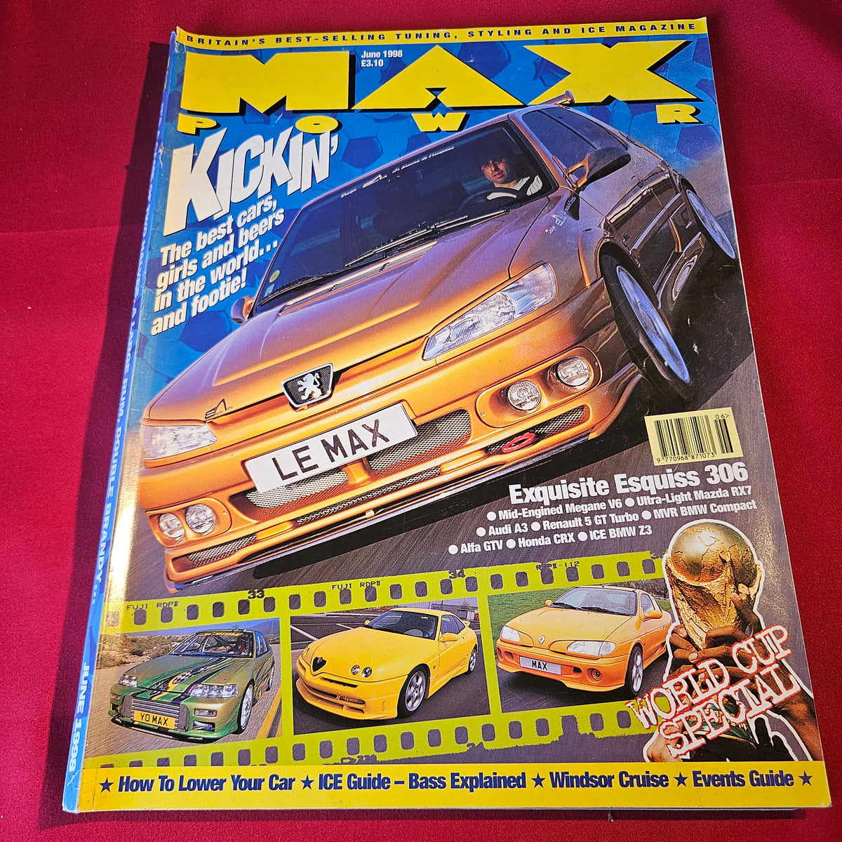 Max Power Magazine June 1998 Peugeot 306 Mazda RX7 BMW Z3 Renault 5 GT SKU 1520