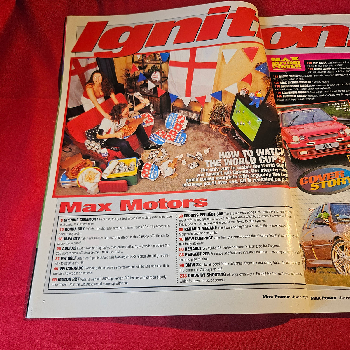 Max Power Magazine June 1998 Peugeot 306 Mazda RX7 BMW Z3 Renault 5 GT SKU 1520