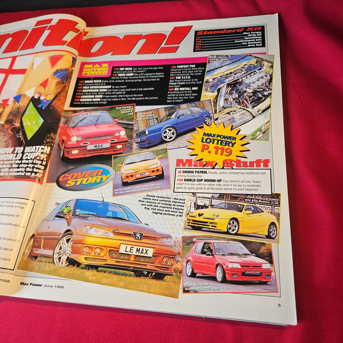 Max Power Magazine June 1998 Peugeot 306 Mazda RX7 BMW Z3 Renault 5 GT SKU 1520