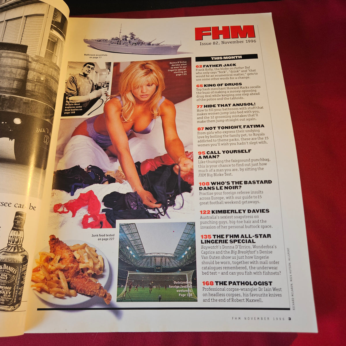 FHM Magazine November 1996 Issue 82 Kimberley Davies Donna D'Errico Caprice SKU 1522