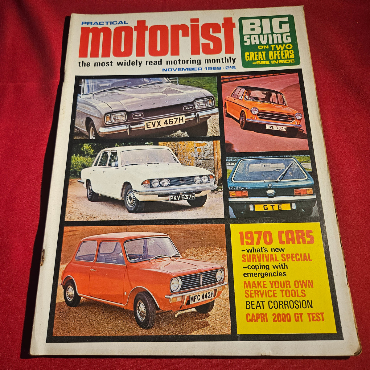 Practical Motorist Magazine November 1969 Ford Capri 2000 GT Cortina Mini 1970 Cars SKU 1525