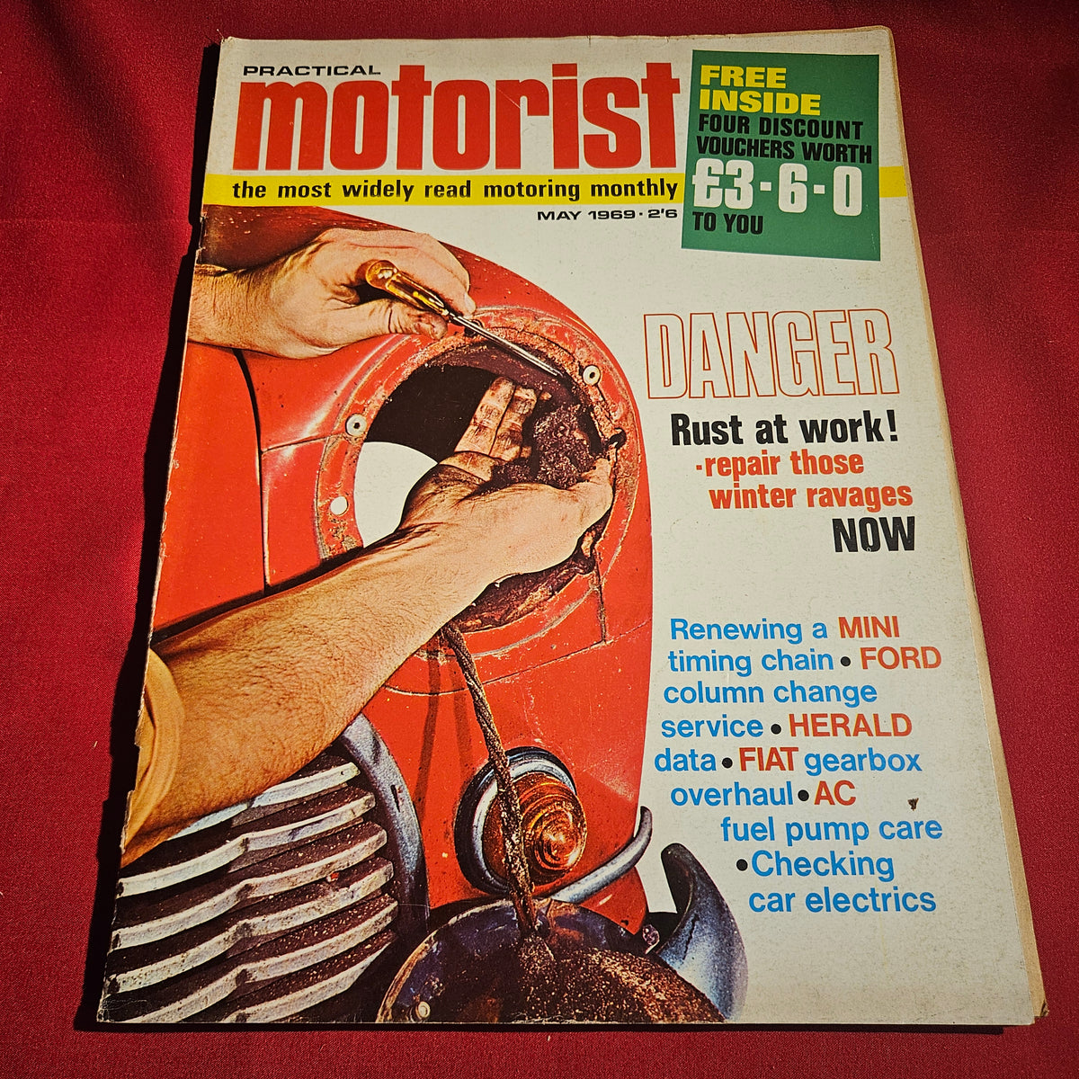 Practical Motorist Magazine May 1969 Mini Ford Capri Triumph Herald Fiat Rust SKU 1525
