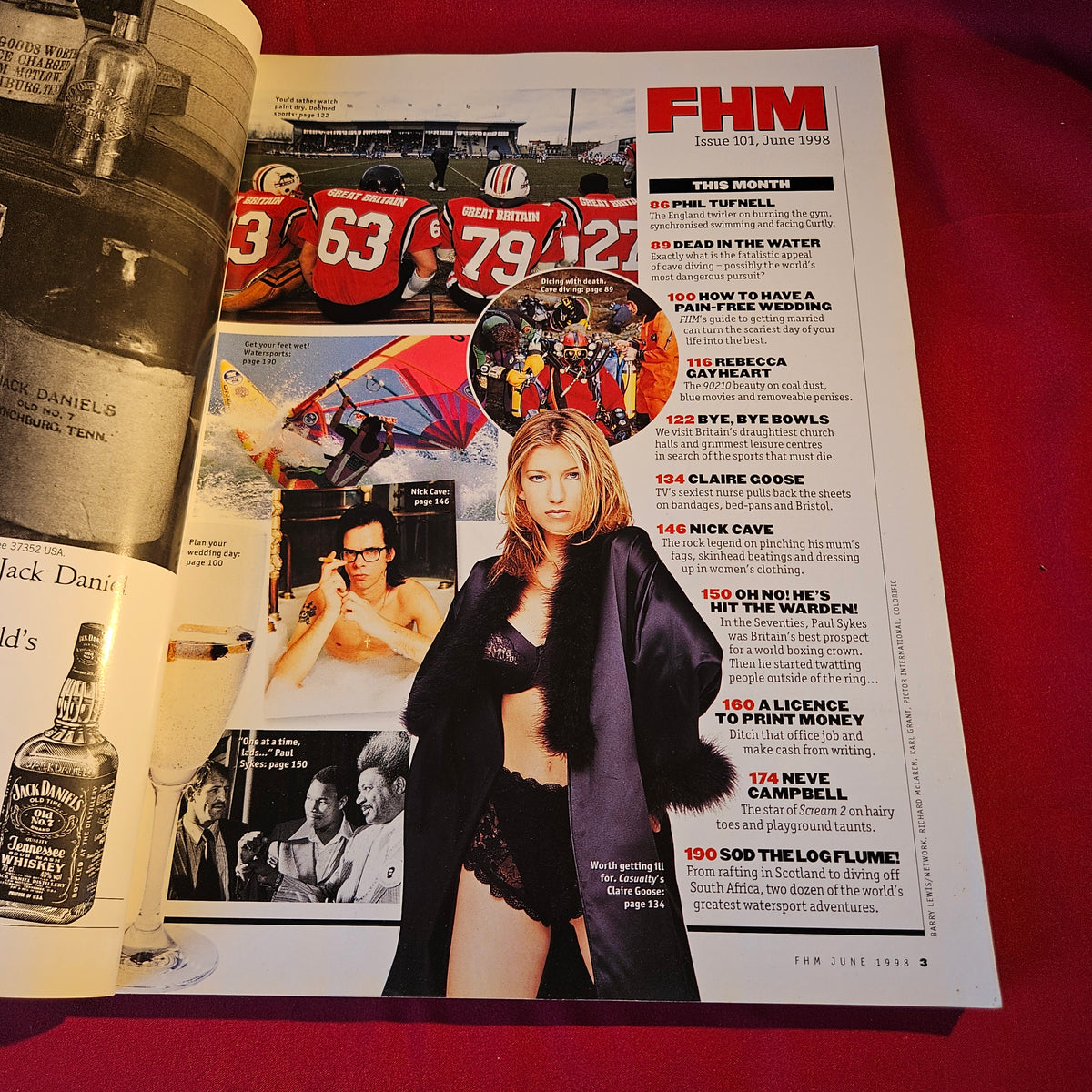 FHM Magazine June 1998 Neve Campbell Claire Goose Rebecca Gayheart SKU 1531