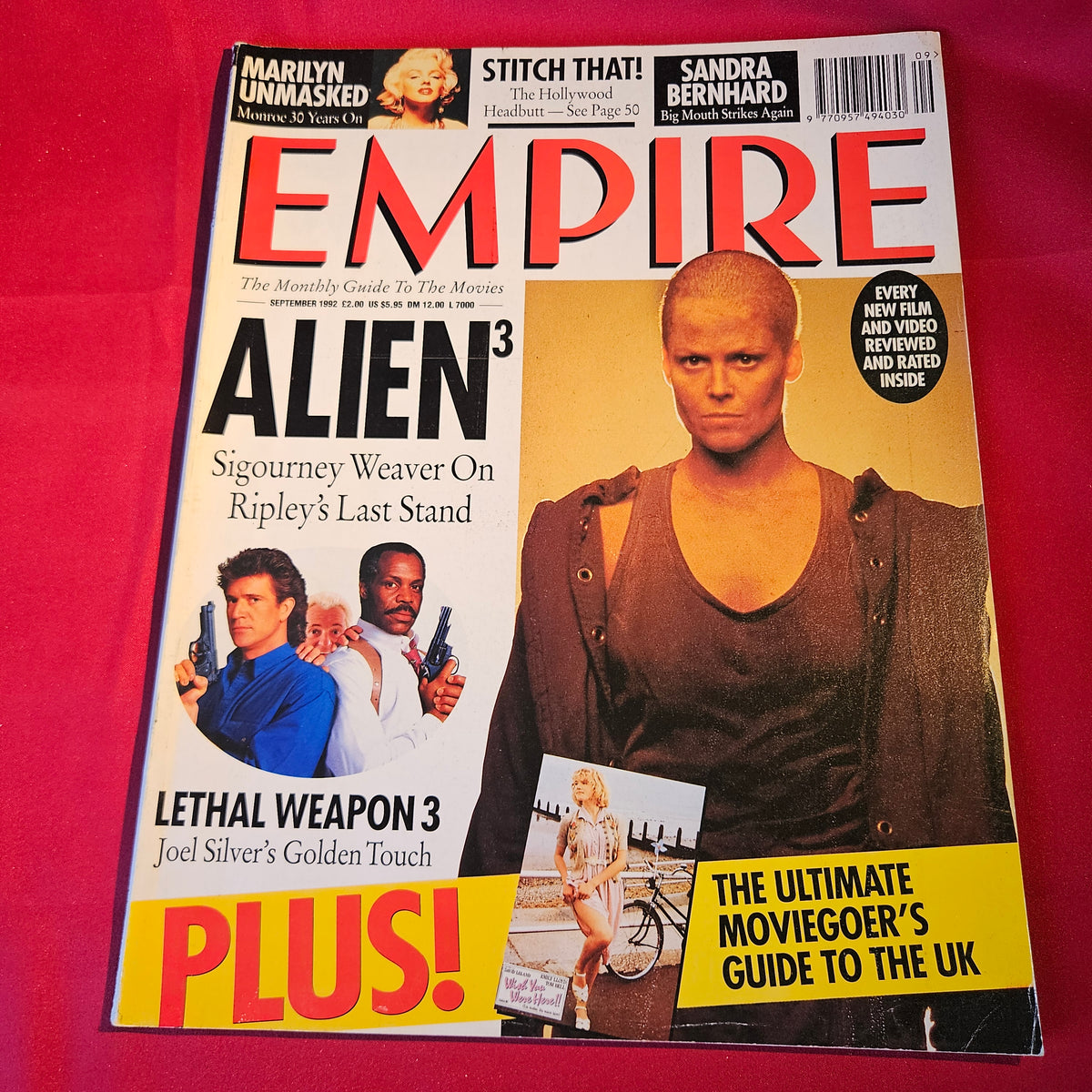 Empire Magazine September 1992 Sigourney Weaver Alien 3 Lethal Weapon 3 SKU 1539