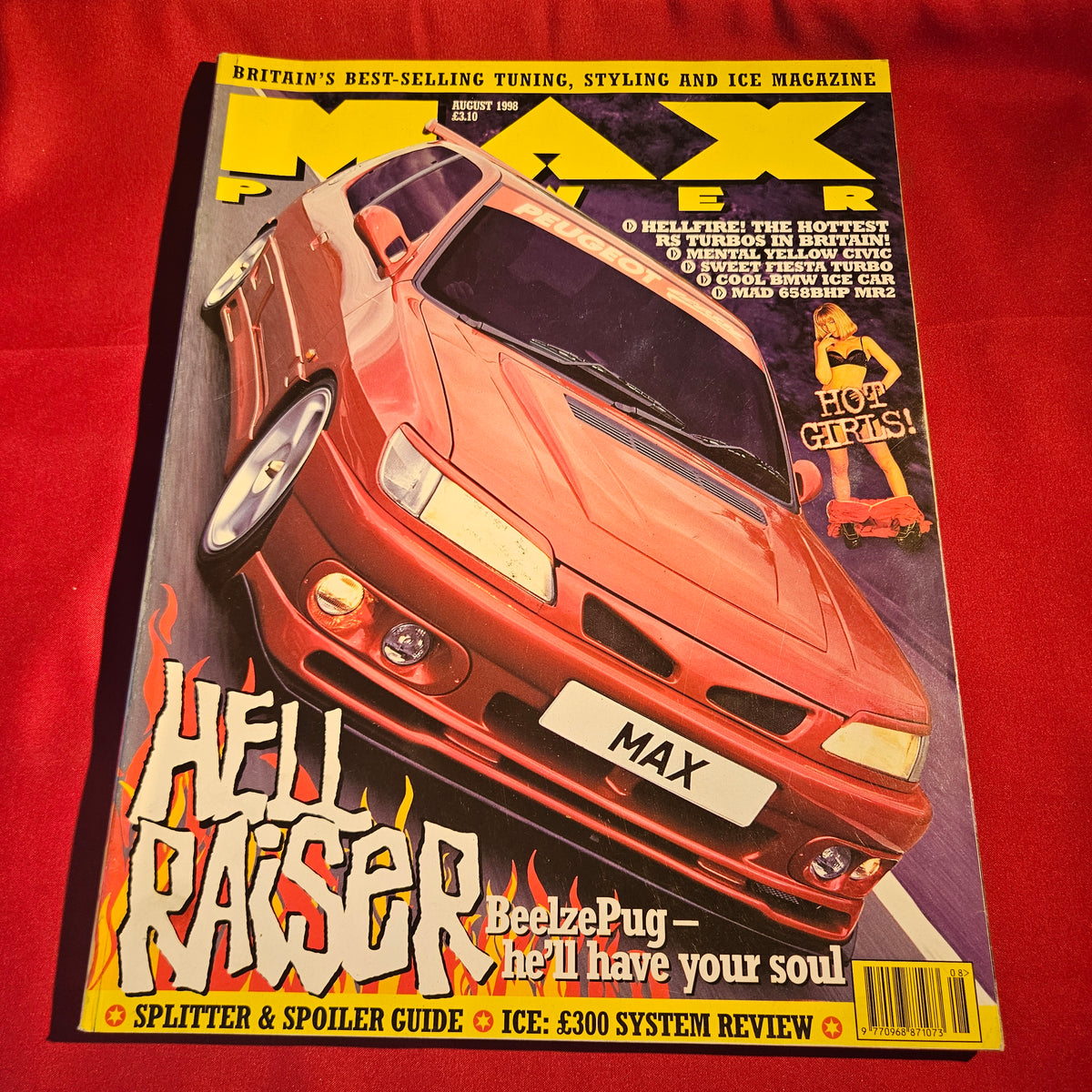 Max Power Magazine August 1998 Peugeot 306 RS Turbo Skyline MR2 Civic SKU 1540